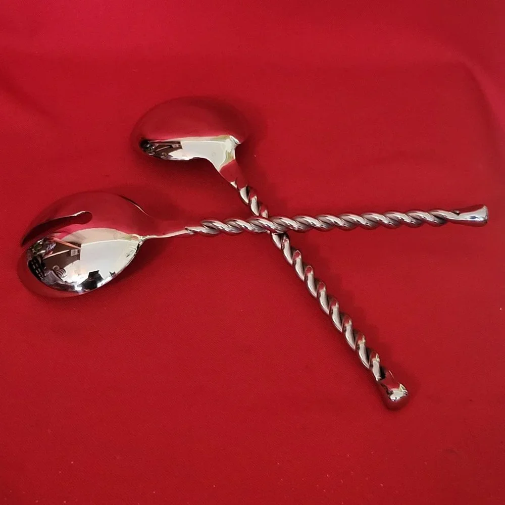 Stainless Steel Pasta Salad Spoon Fork Utensils Twisted Handles